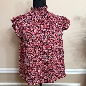 Chic Floral Smocked Blouse